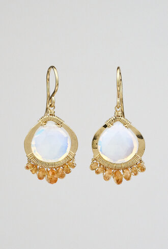 Dana Kellin Fashion Opal and Orange Sapphire Quartz  Drop Earrings