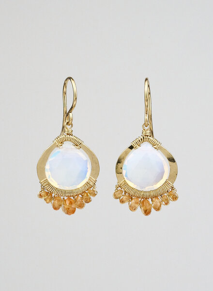 Dana Kellin Fashion Opal and Orange Sapphire Quartz  Drop Earrings