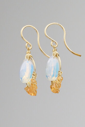 Dana Kellin Fashion Opal and Orange Sapphire Quartz  Drop Earrings