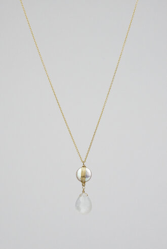 Dana Kellin Fashion Pearl and Moonstone Pendant Necklace