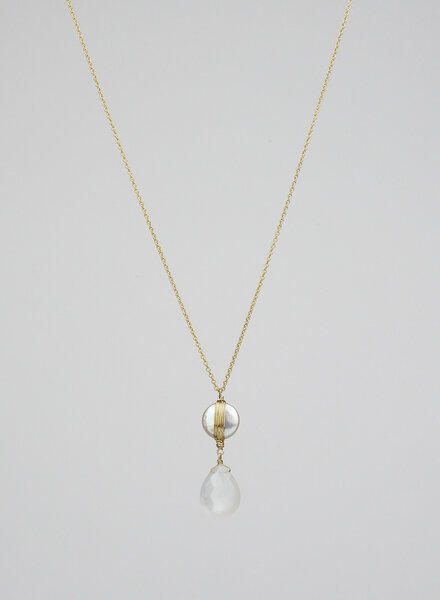 Dana Kellin Fashion Pearl and Moonstone Pendant Necklace
