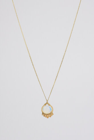 Dana Kellin Fashion Opal and Orange Sapphire Quartz  Pendant Necklace