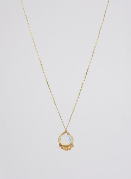 Dana Kellin Fashion Opal and Orange Sapphire Quartz  Pendant Necklace