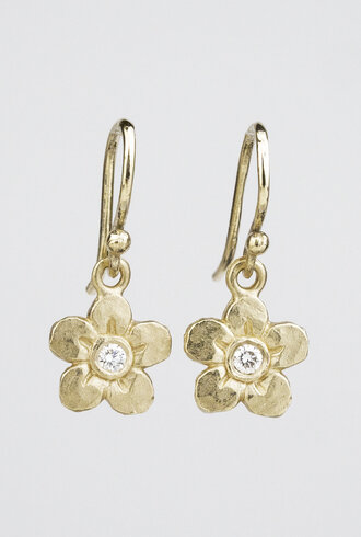 Victoria Cunningham The Flower Drop Gold Earrings with Diamonds