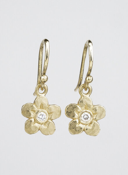 Victoria Cunningham The Flower Drop Gold Earrings with Diamonds