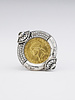 TAT2 Vintage Silver Frame Gold Coin Ring