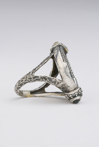 TAT2 Vintage Silver Frame Gold Coin Ring