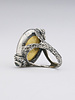 TAT2 Vintage Silver Frame Gold Coin Ring