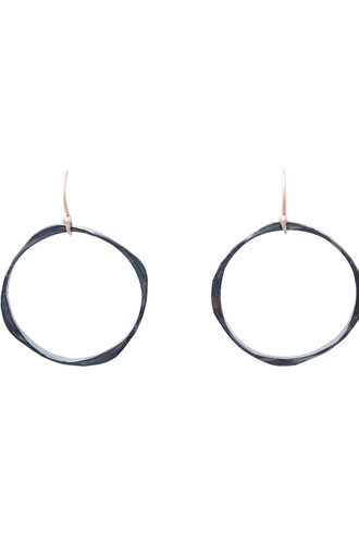Renee Garvey Round Thick and Thin Hammered Hoop Earring