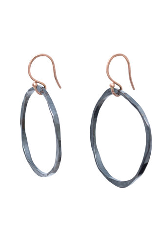 Renee Garvey Round Thick and Thin Hammered Hoop Earring