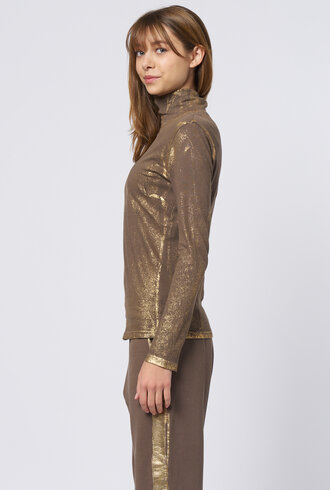 Raquel Allegra Faye Turtle Neck Taupe Gold