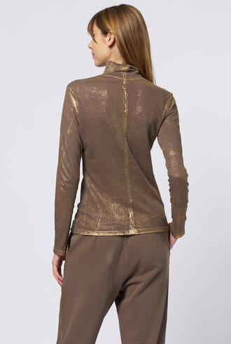 Raquel Allegra Faye Turtle Neck Taupe Gold