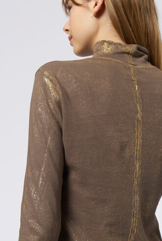 Raquel Allegra Faye Turtle Neck Taupe Gold