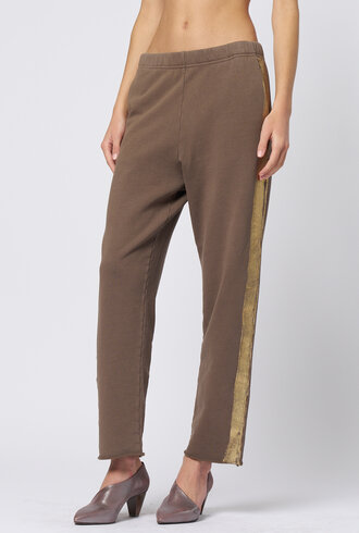 Raquel Allegra Tira Sweatpants Taupe Gold Stripe