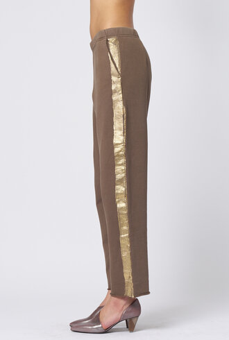 Raquel Allegra Tira Sweatpants Taupe Gold Stripe