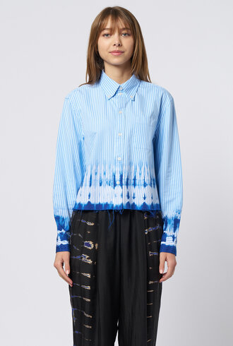 Raquel Allegra Cropped Painter Shirt Blue