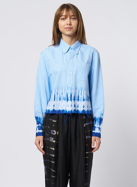 Raquel Allegra Cropped Painter Shirt Blue