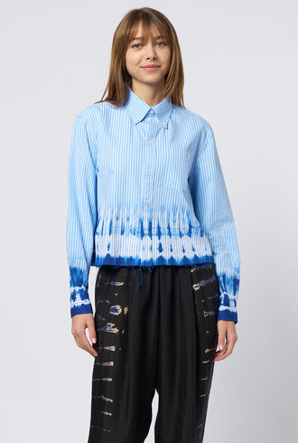 Raquel Allegra Cropped Painter Shirt Blue