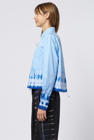 Raquel Allegra Cropped Painter Shirt Blue