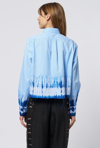 Raquel Allegra Cropped Painter Shirt Blue