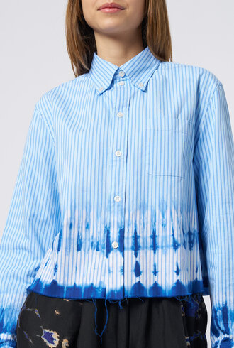 Raquel Allegra Cropped Painter Shirt Blue