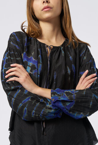 Raquel Allegra Poet Blouse Black