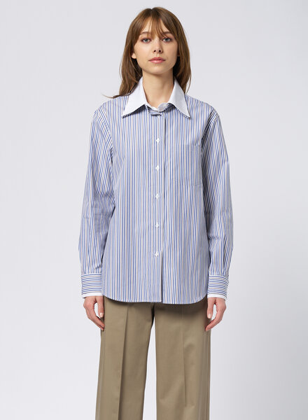 WE-AR4 The Double Shirt Navy Stripe