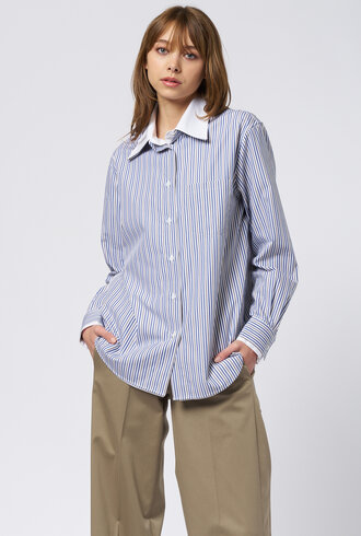 WE-AR4 The Double Shirt Navy Stripe