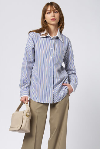 WE-AR4 The Double Shirt Navy Stripe
