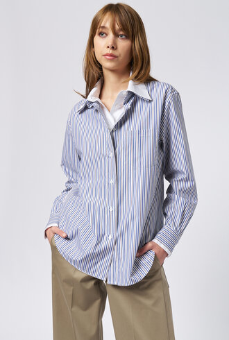 WE-AR4 The Double Shirt Navy Stripe