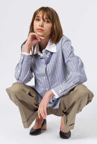 WE-AR4 The Double Shirt Navy Stripe