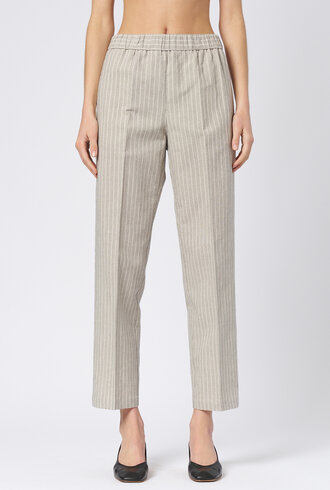 Pomandere Linen And Cotton  Pants Ice Stripe