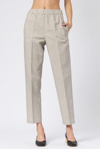 Pomandere Linen And Cotton  Pants Ice Stripe