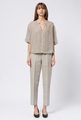 Pomandere Linen And Cotton  Pants Ice Stripe