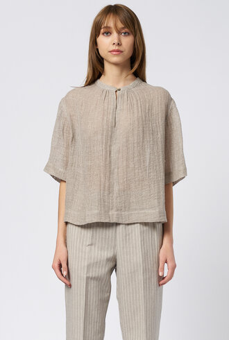 Pomandere Short-Sleeve Shirt Salt Grey