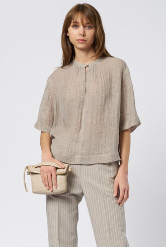 Pomandere Short-Sleeve Shirt Salt Grey