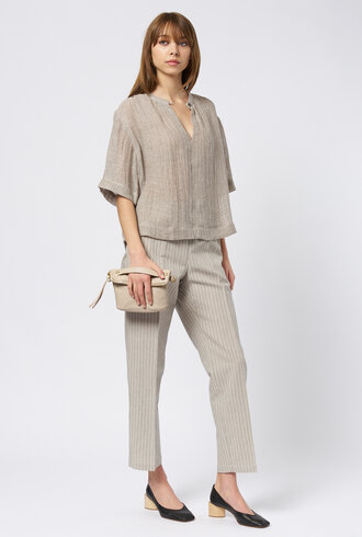 Pomandere Short-Sleeve Shirt Salt Grey