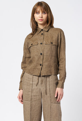 Pomandere Washed Gauze Shirt Mud