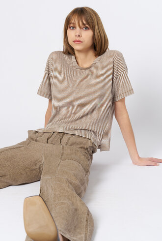 Pomandere T-Shirt Stripe Hazelnut