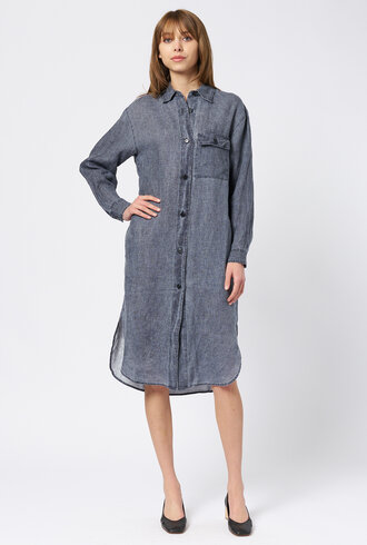 Pomandere Washed Gauze Shirt Dress Indigo
