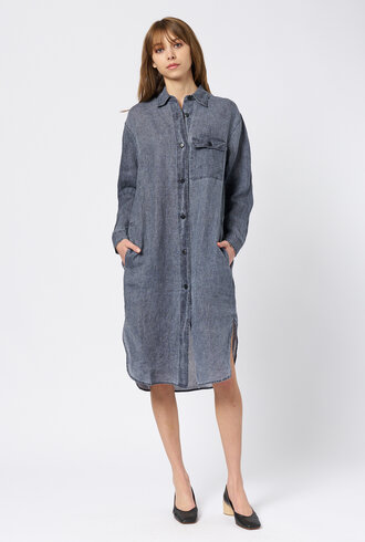 Pomandere Washed Gauze Shirt Dress Indigo