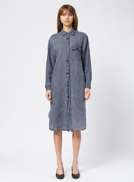 Pomandere Washed Gauze Shirt Dress Indigo