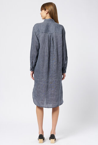 Pomandere Washed Gauze Shirt Dress Indigo