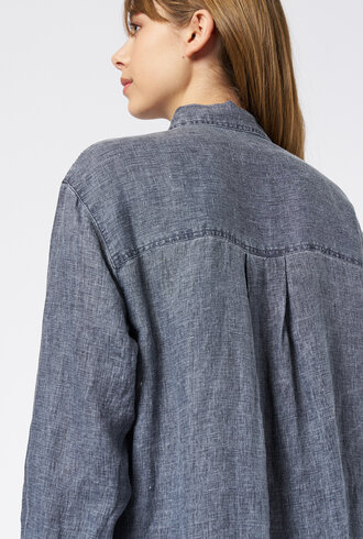 Pomandere Washed Gauze Shirt Dress Indigo