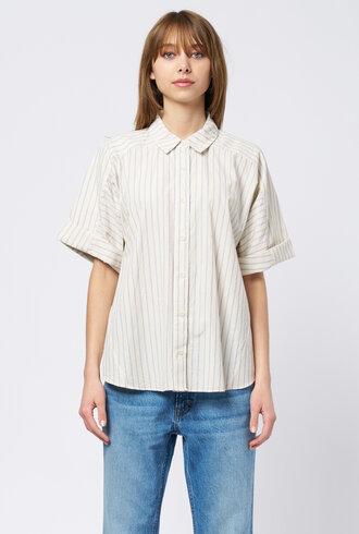 Apiece Apart Breaze Shirt Cream and Navy Stripe