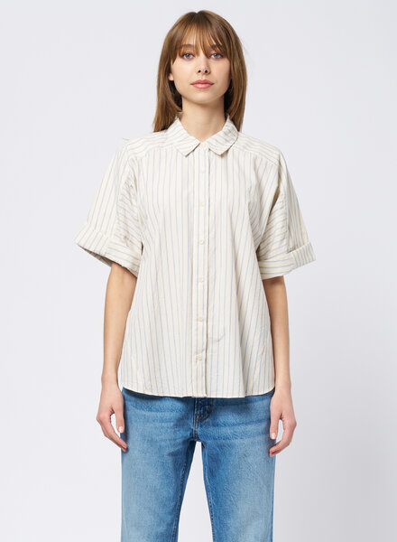 Apiece Apart Breaze Shirt Cream and Navy Stripe