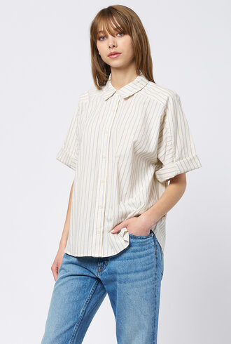 Apiece Apart Breaze Shirt Cream and Navy Stripe