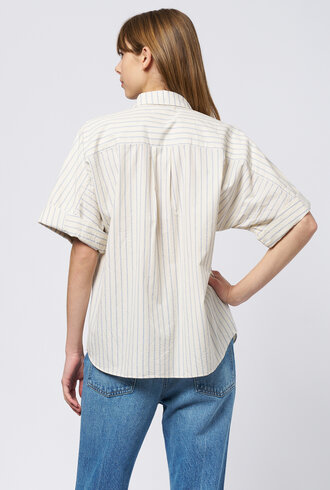 Apiece Apart Breaze Shirt Cream and Navy Stripe