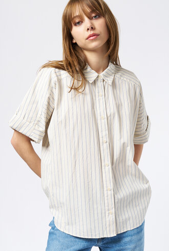 Apiece Apart Breaze Shirt Cream and Navy Stripe