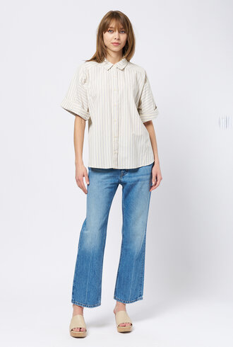 Apiece Apart Breaze Shirt Cream and Navy Stripe